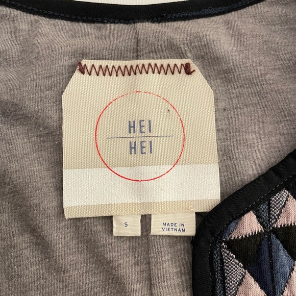 anthropologie hei hei knit diamond navy blazer jacket size S - Picture 9 of 10